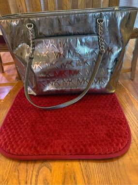 Michael Kors Metallic Bronze MK Logo Tote Shoulder Bag